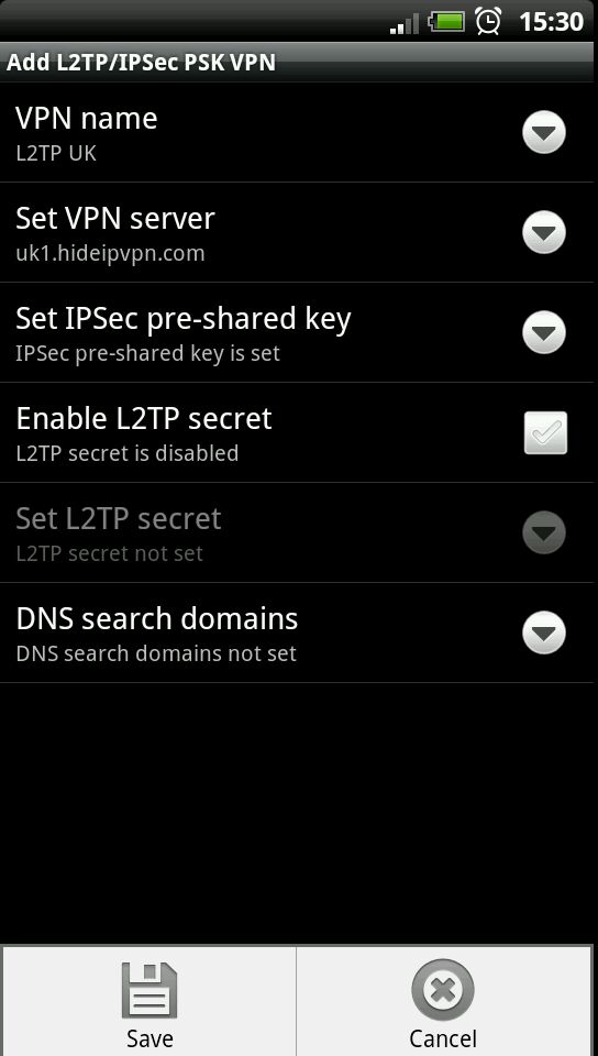 android l2tp/ipsec pre-shared key based vpn server